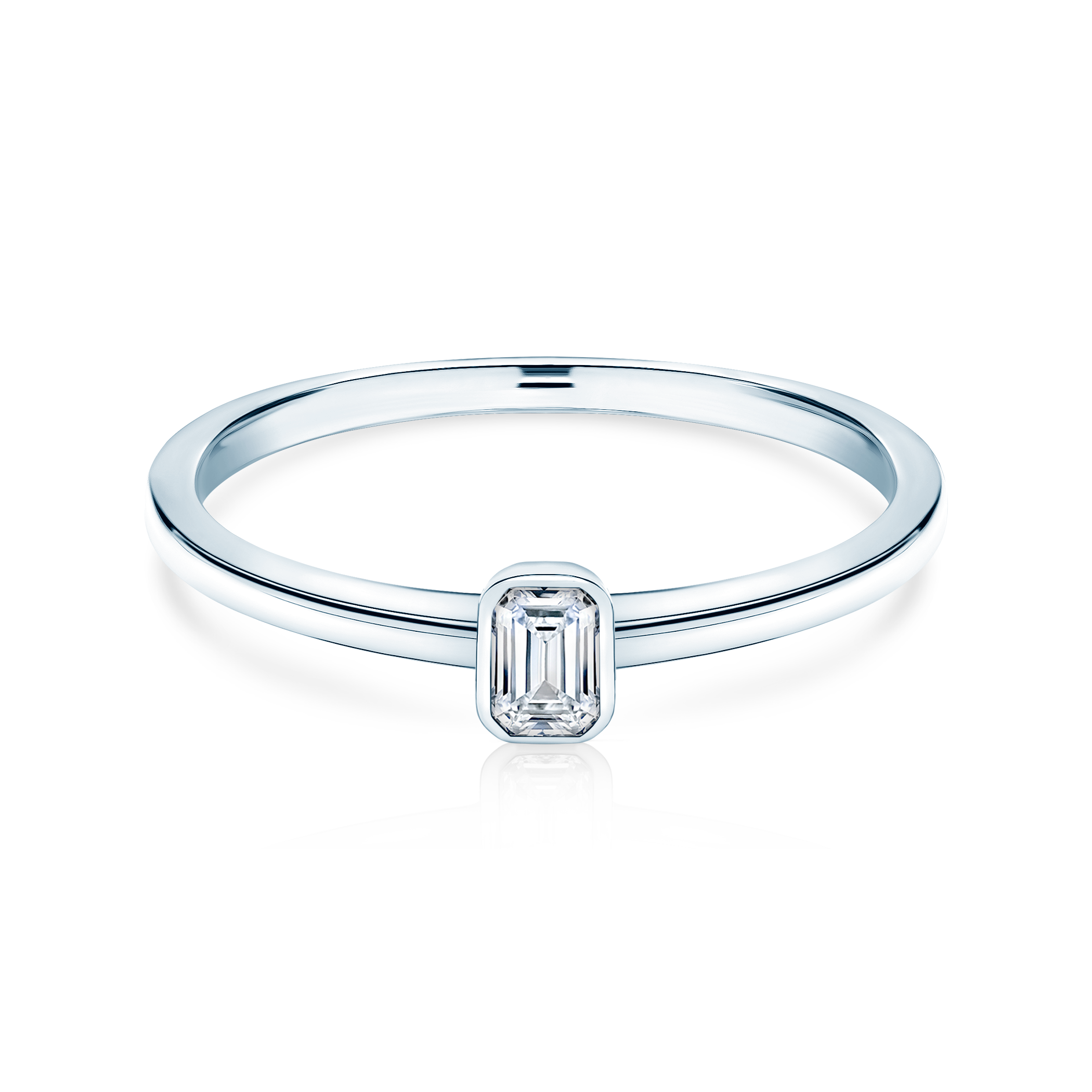 Δαχτυλίδι αρραβώνων Pure: λευκός χρυσός, διαμάντι σμαραγδένιας κοπής