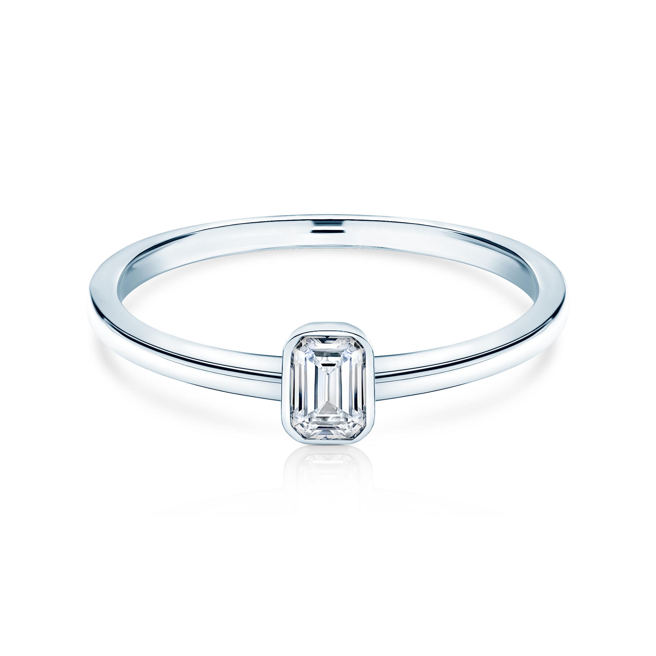 Δαχτυλίδι αρραβώνων Pure: λευκός χρυσός, διαμάντι σμαραγδένιας κοπής