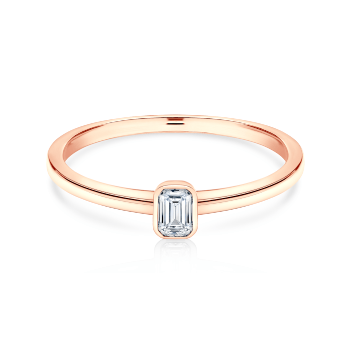 Zaručnički prsten Pure: ružičasto zlato, dijamant u smaragdu