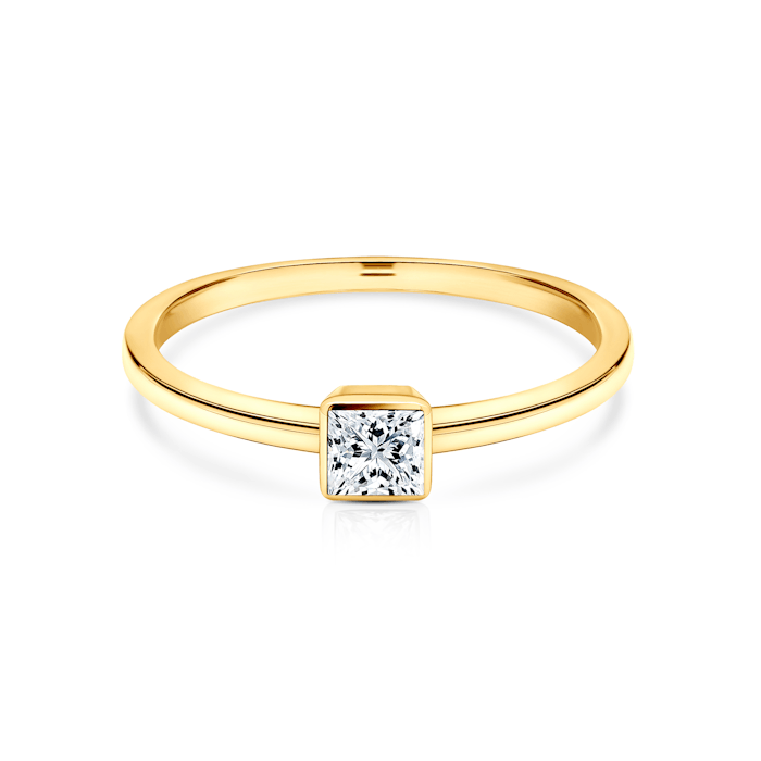 Tiszta eljegyzési gyűrű: arany, hercegnő csiszolású gyémánt