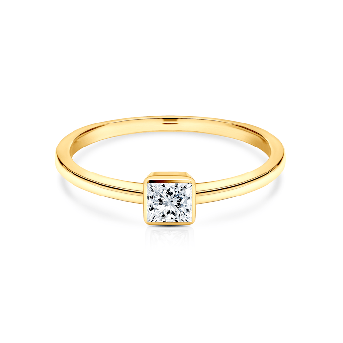 Tiszta eljegyzési gyűrű: arany, hercegnő csiszolású gyémánt