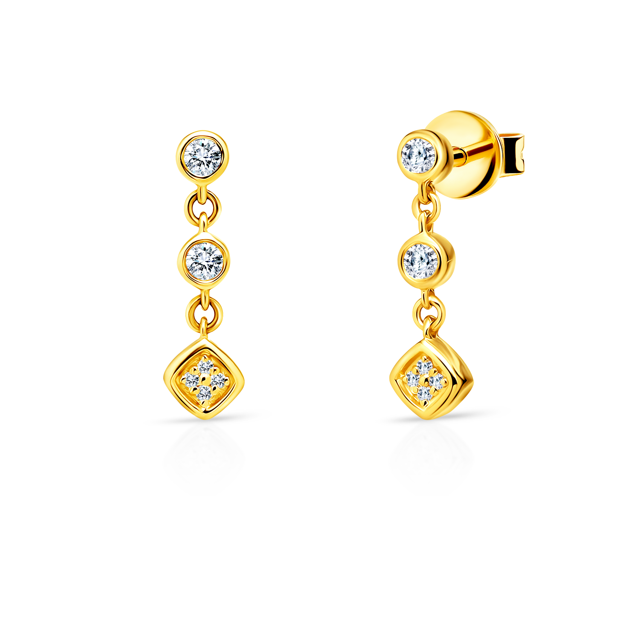 Savicki naušnice: zlato, dijamanti