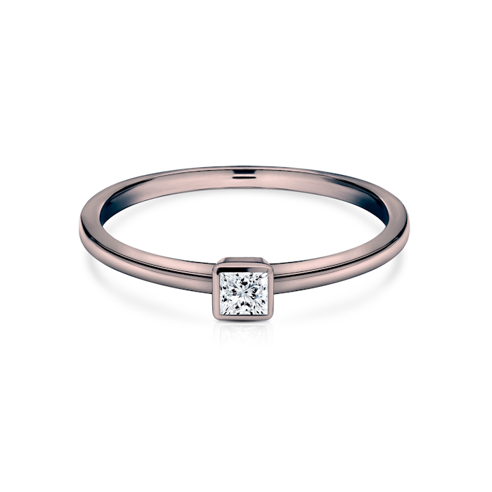 Pure eljegyzési gyűrű: fekete arany, hercegnő csiszolású gyémánt