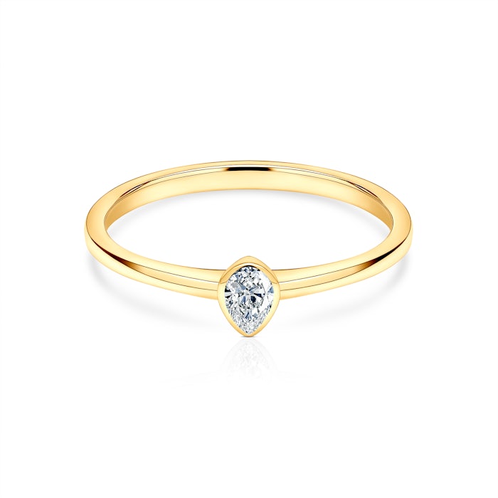 Pure eljegyzési gyűrű: arany, könnycsepp csiszolású gyémánt
