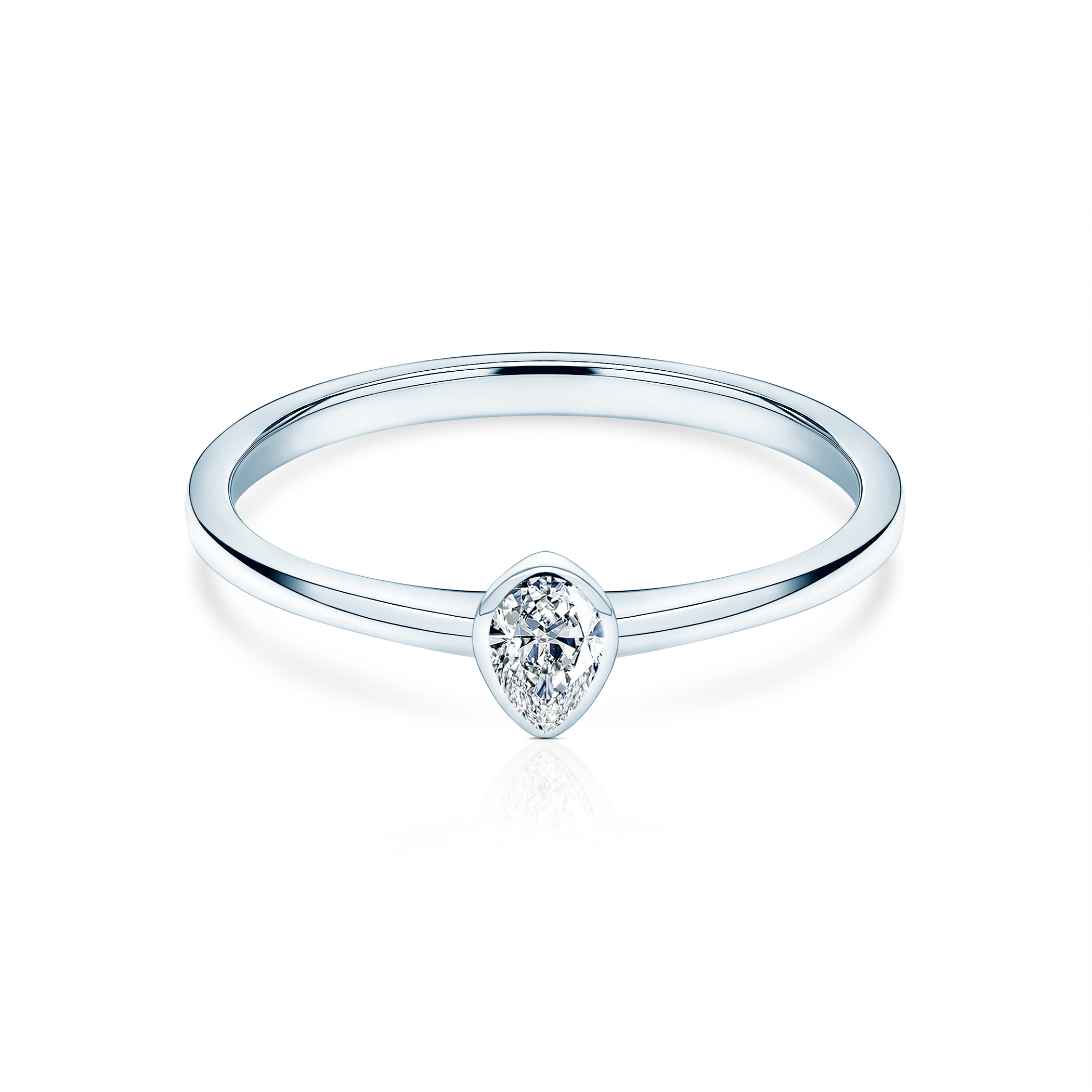 Δαχτυλίδι αρραβώνων Pure: λευκός χρυσός, διαμάντι σε κοπή PEAR