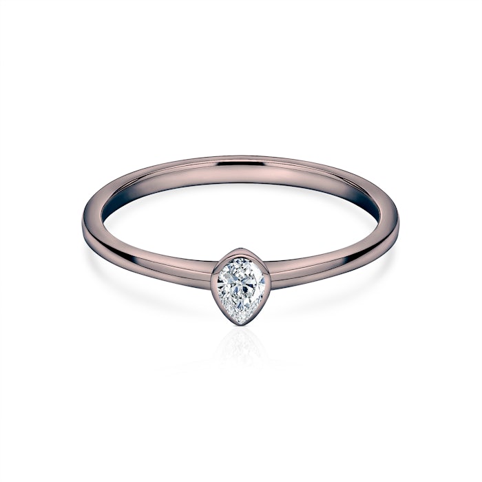 Pure eljegyzési gyűrű: fekete arany, könnycsepp csiszolású gyémánt