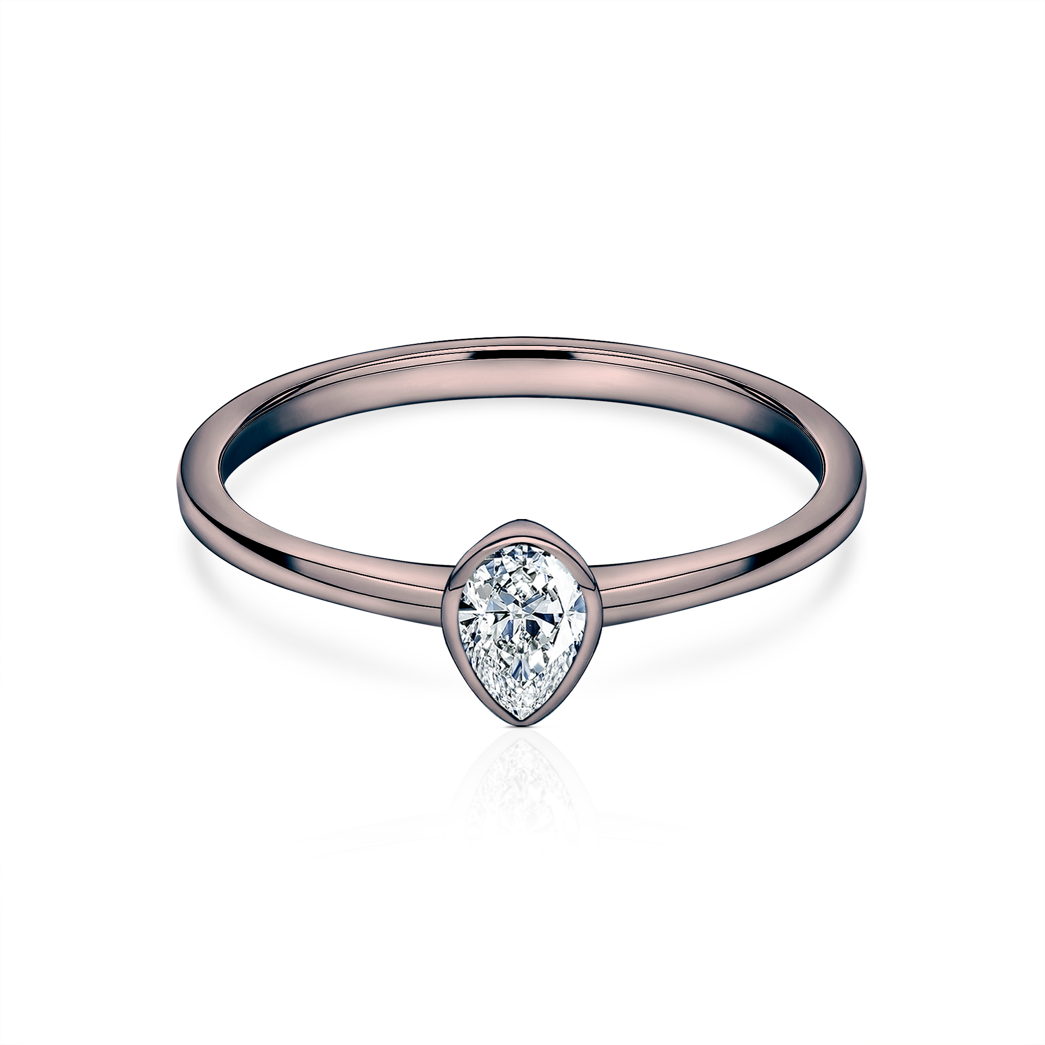 Δαχτυλίδι αρραβώνων Pure: μαύρος χρυσός, διαμάντι σε κοπή PEAR