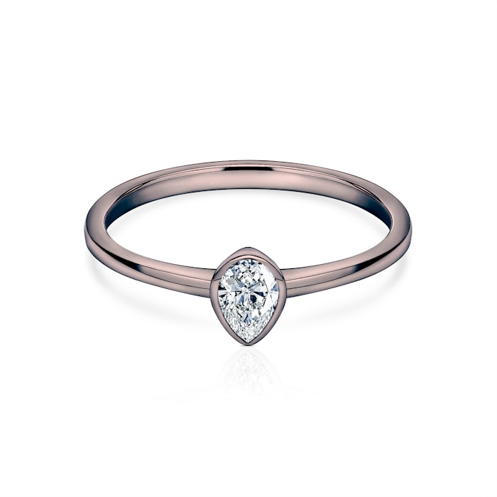 Pure eljegyzési gyűrű: fekete arany, könnycsepp csiszolású gyémánt