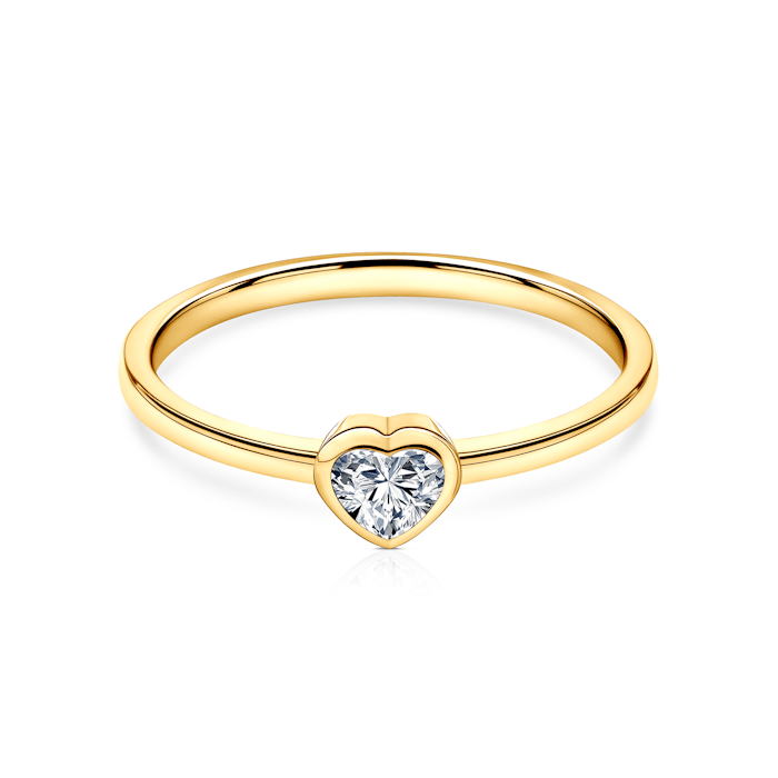 Pure eljegyzési gyűrű: arany, szívbe vágott gyémánt