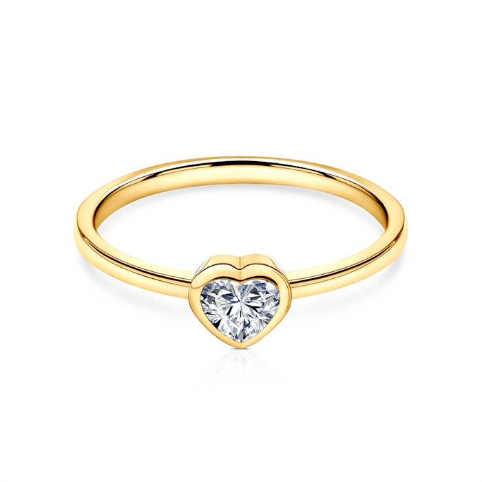 Pure eljegyzési gyűrű: arany, szívbe vágott gyémánt