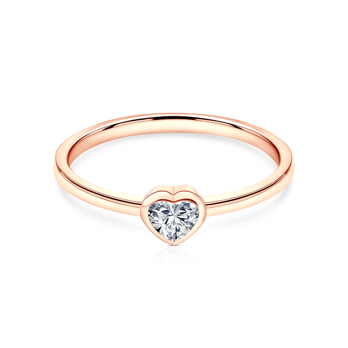 Pure eljegyzési gyűrű: rózsaarany, szív alakú gyémánt