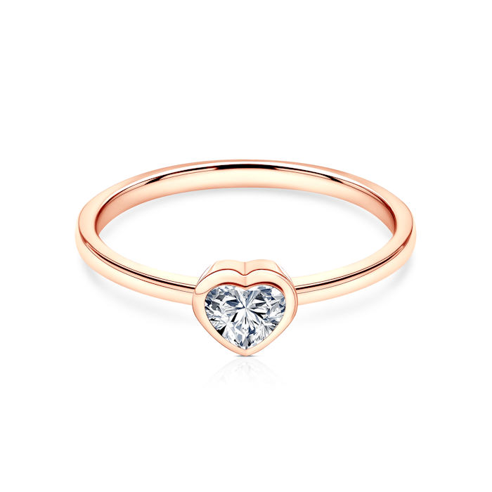 Pure eljegyzési gyűrű: rózsaarany, szív alakú gyémánt