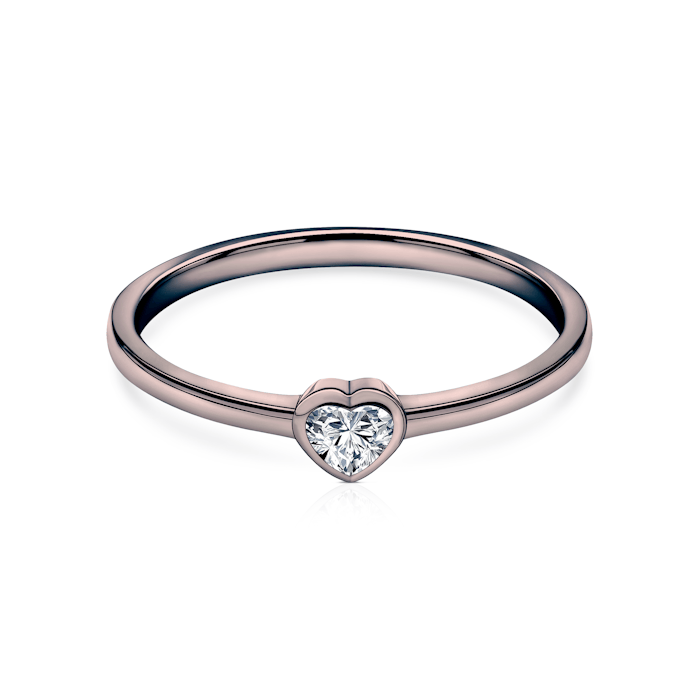 Каблучка для заручин Pure: чорне золото, діамант в огранці серце