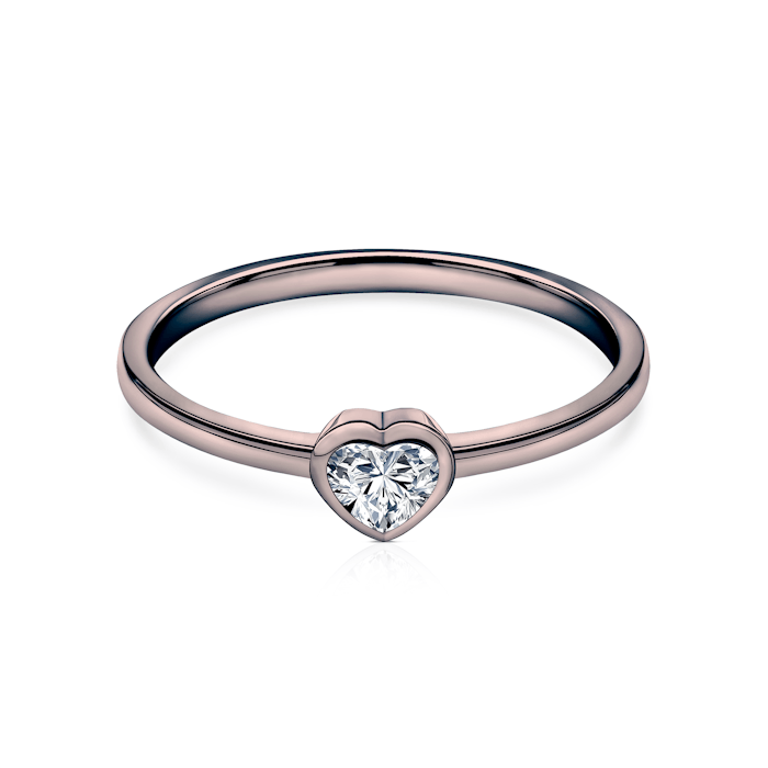 Pure eljegyzési gyűrű: fekete arany, szívbe vágott gyémánt