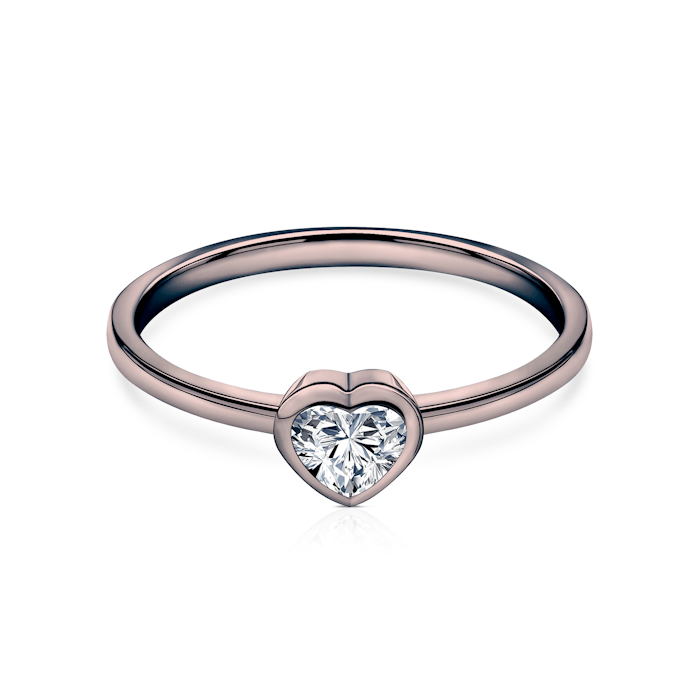 Pure eljegyzési gyűrű: fekete arany, szívbe vágott gyémánt