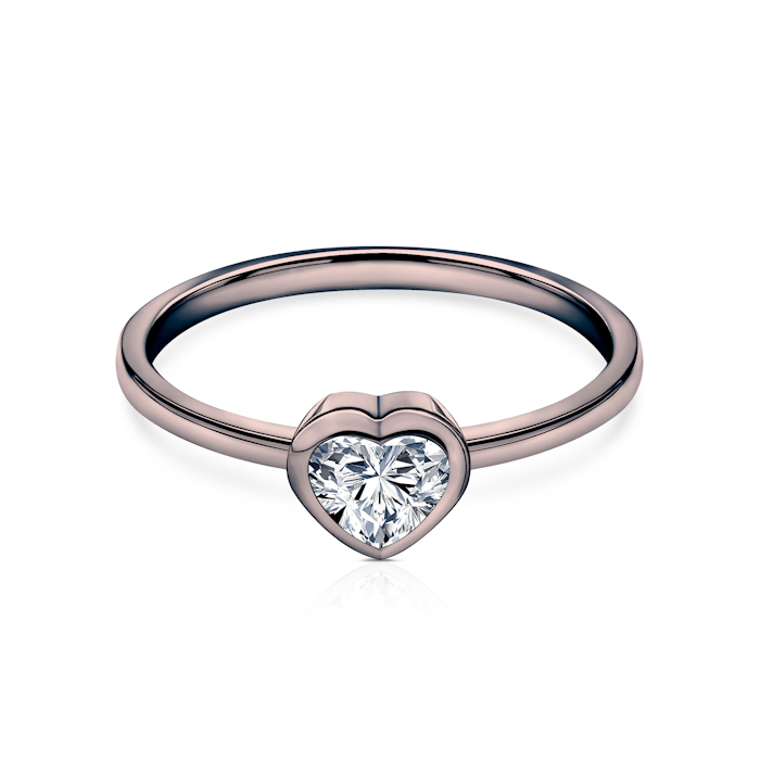 Pure eljegyzési gyűrű: fekete arany, szívbe vágott gyémánt