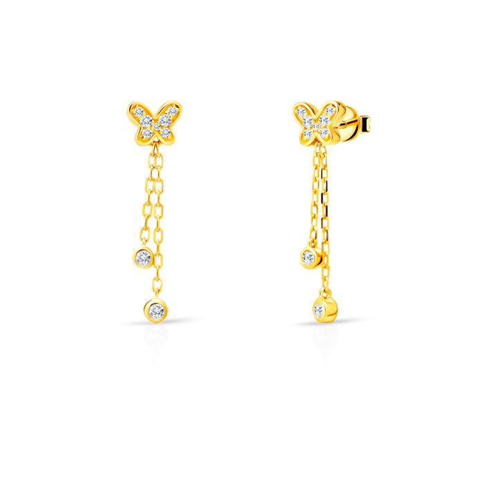SAVICKI butterfly earrings: gold, diamonds
