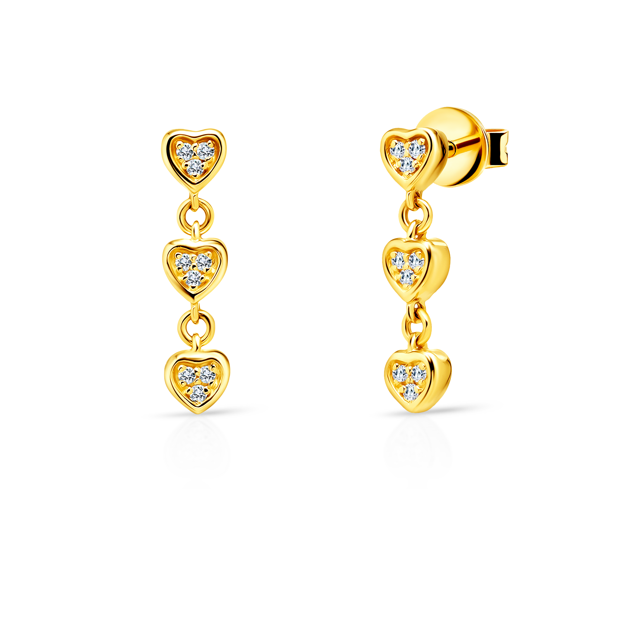 Обеци със сърце Savicki: злато. диаманти