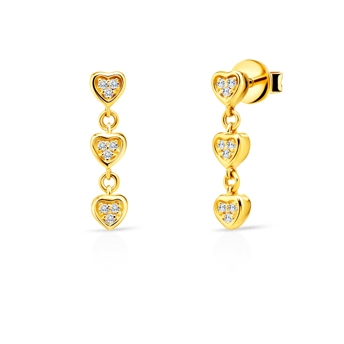 Savicki szív fülbevalók: arany, gyémántok