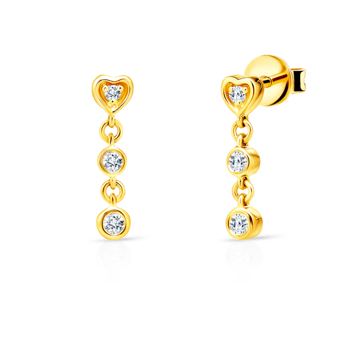 Savicki szív fülbevalók: arany, gyémántok