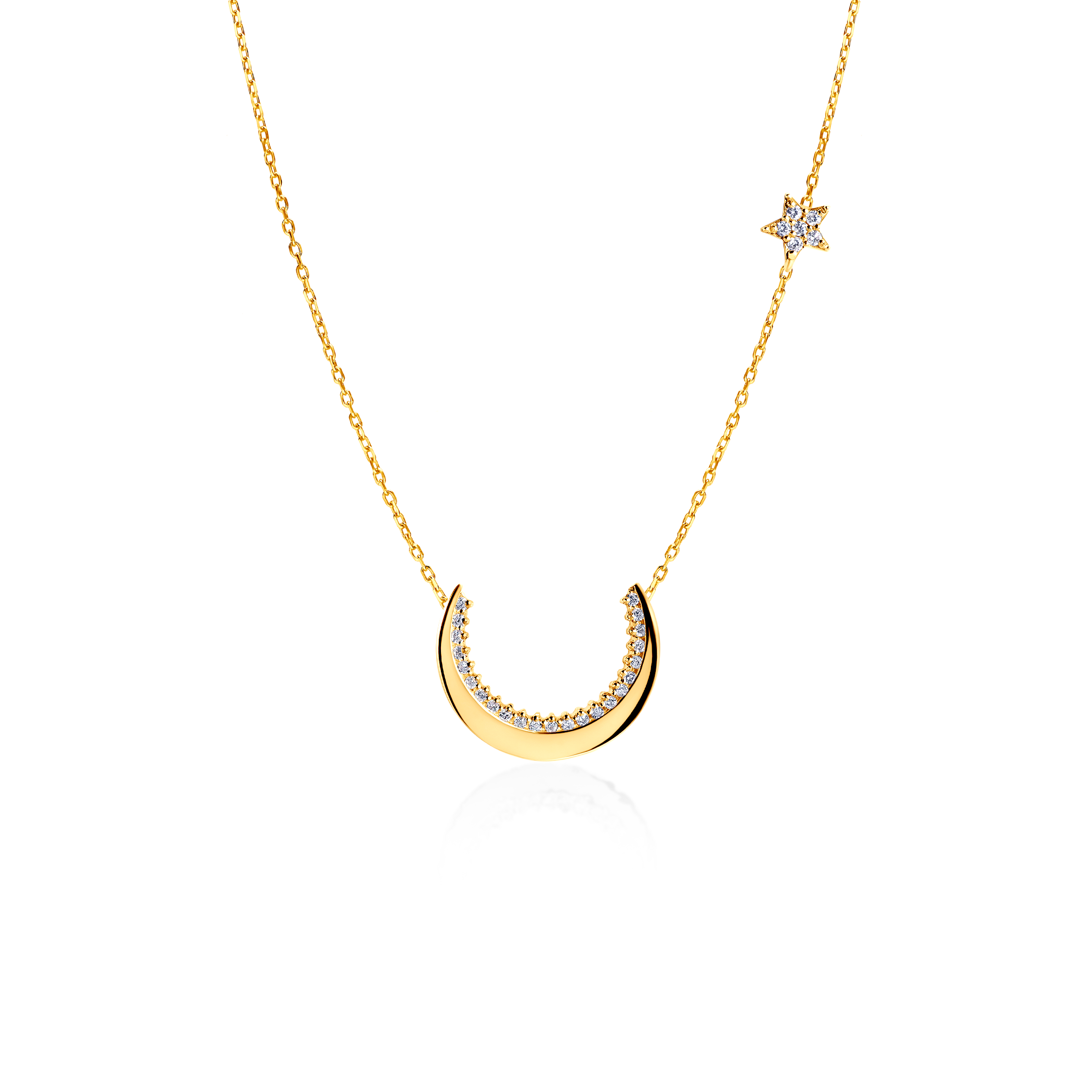 Savicki hold, csillag nyaklánc: arany, gyémántok