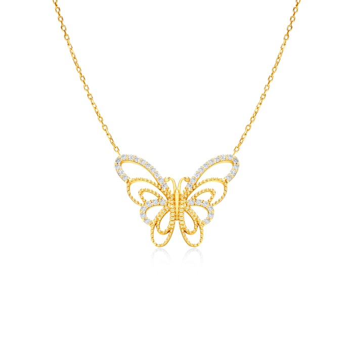 Savicki pillangós nyaklánc: arany, gyémántok