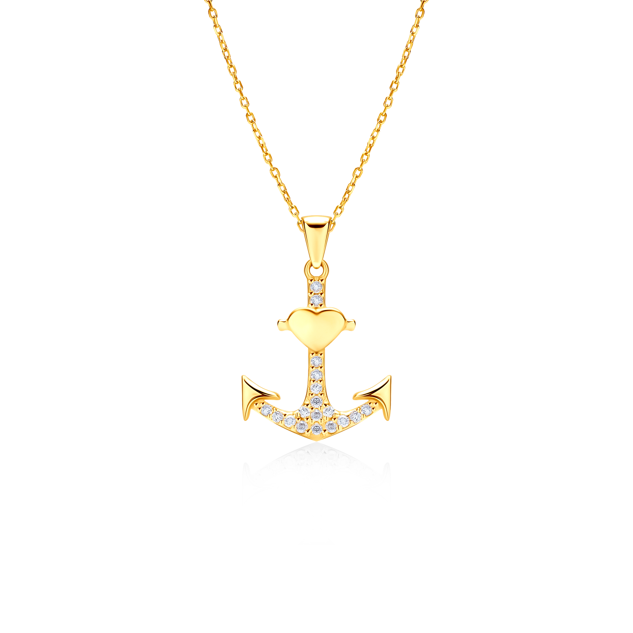 Colier ancoră, inima lui Savicki: aur, diamante