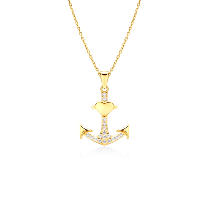 Savicki horgony, szív nyaklánc: arany, gyémántok