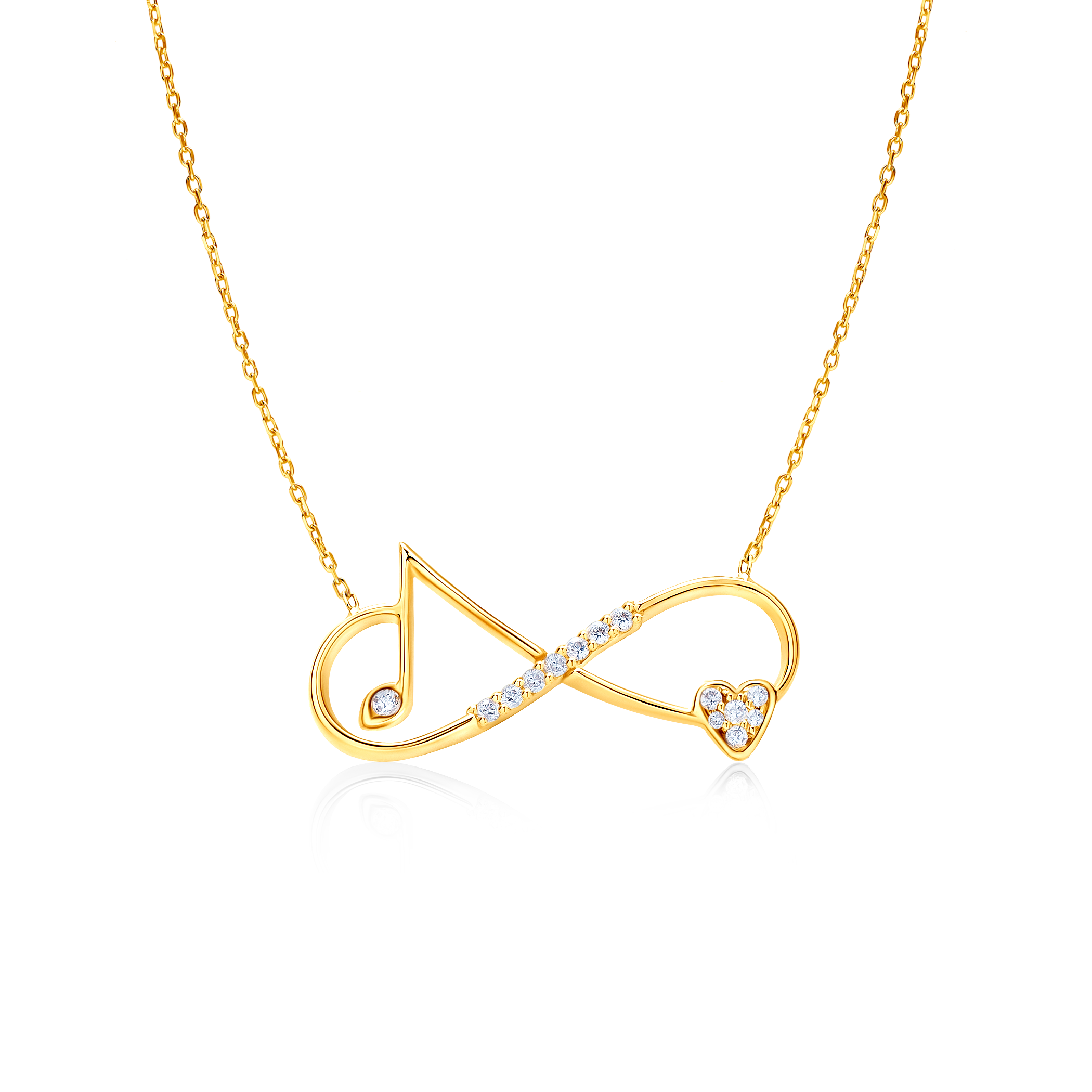 Намисто нескінченність, серце, нота Savicki: золото, діаманти