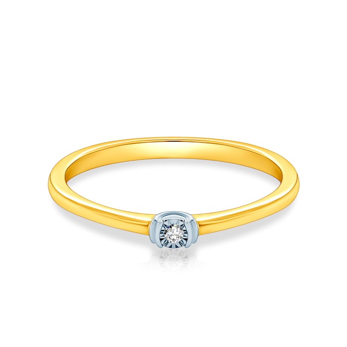 Каблучка для заручин Savicki: двоколірне золото, діамант
