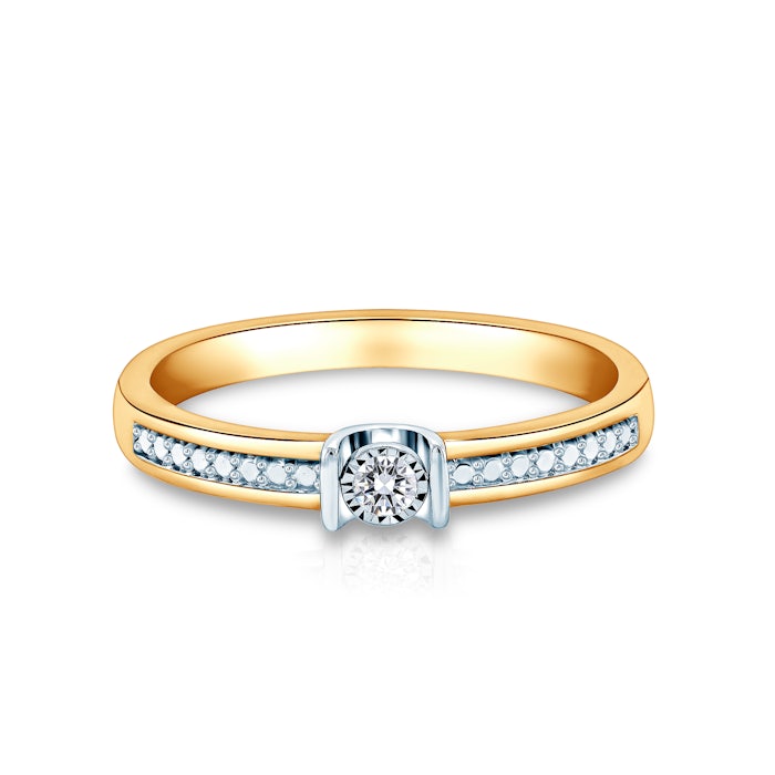 Zaručnički prsten Savicki: dvobojno zlato, dijamant