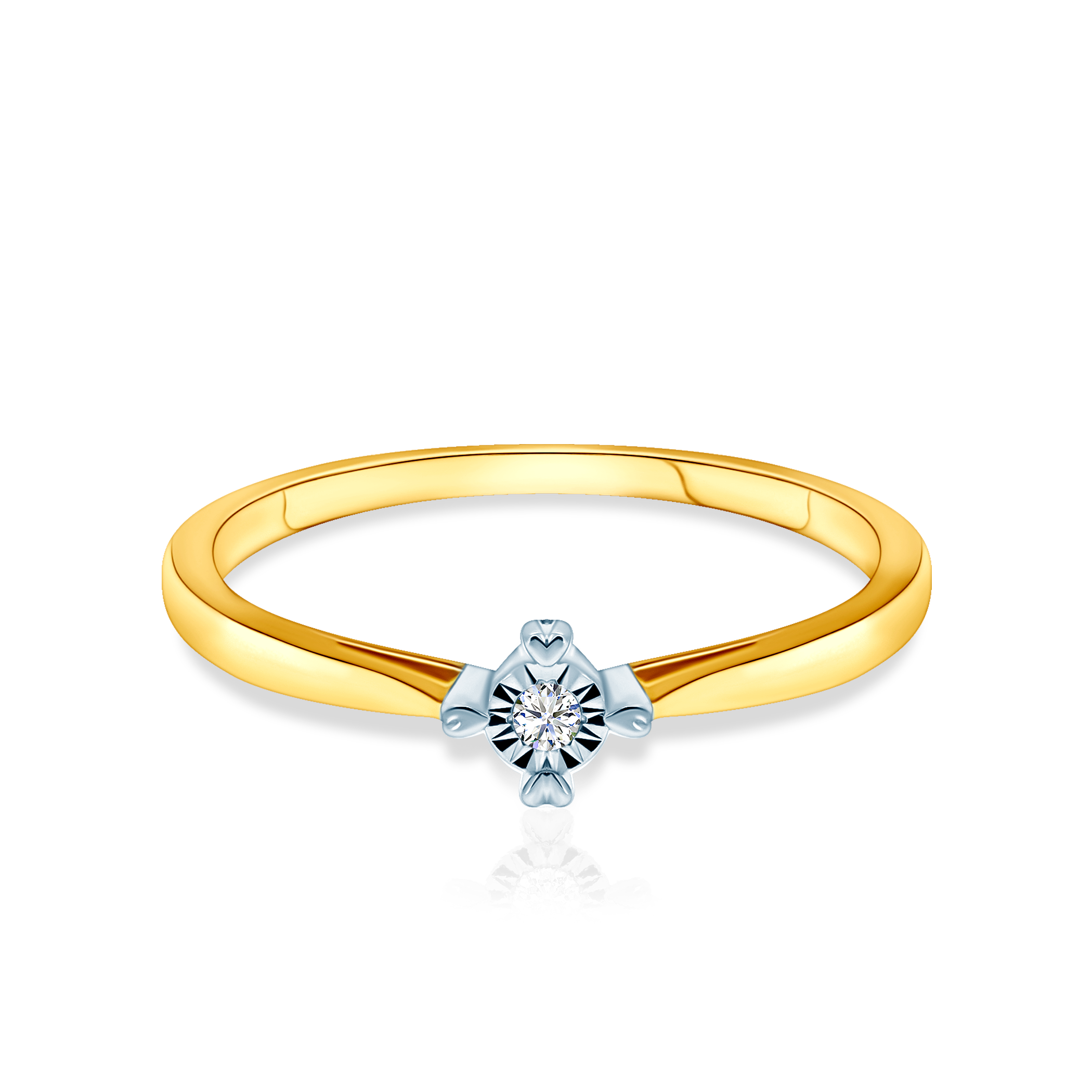 Каблучка для заручин Savicki: двоколірне золото, діамант