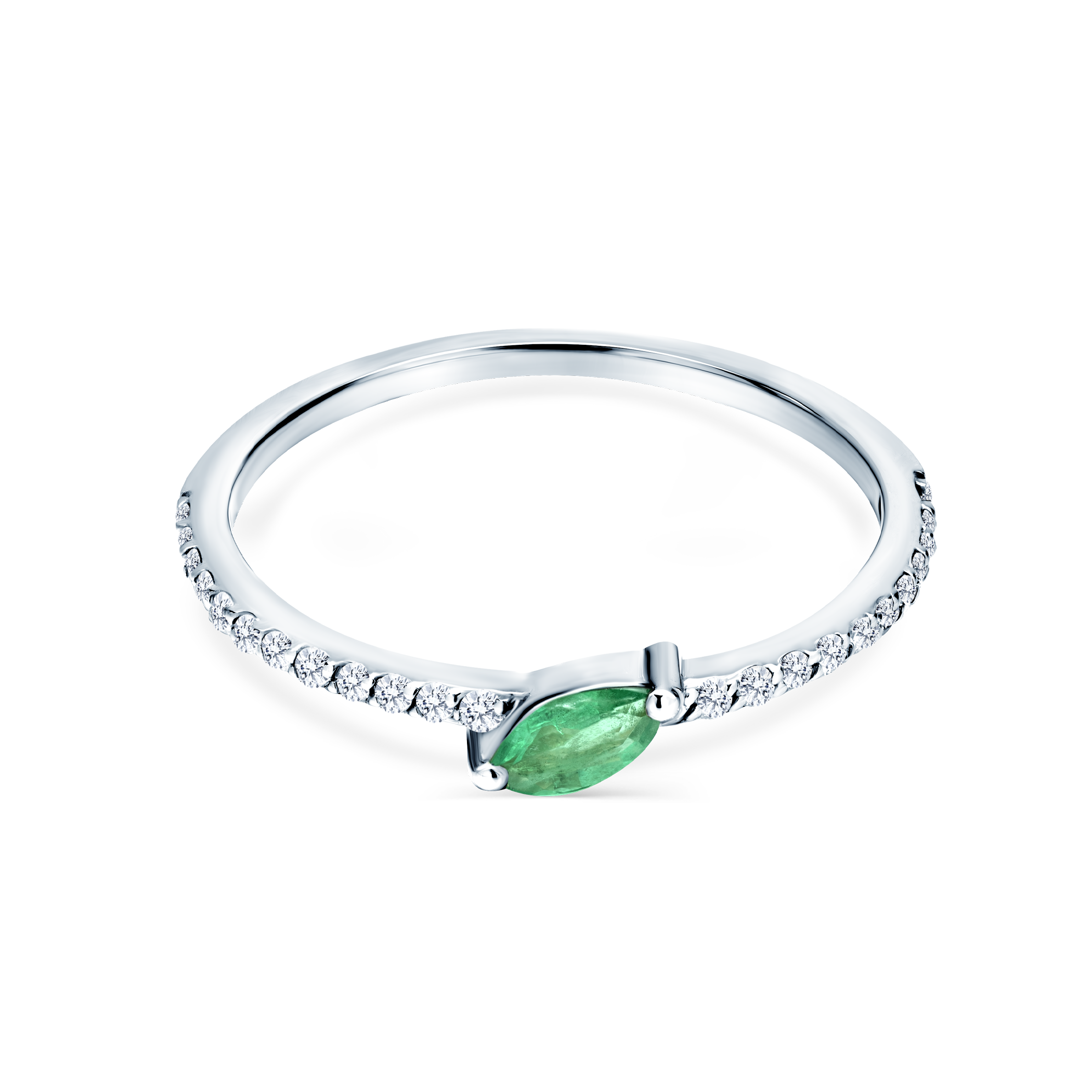 Δαχτυλίδι αρραβώνων Savicki: λευκός χρυσός, σμαράγδι