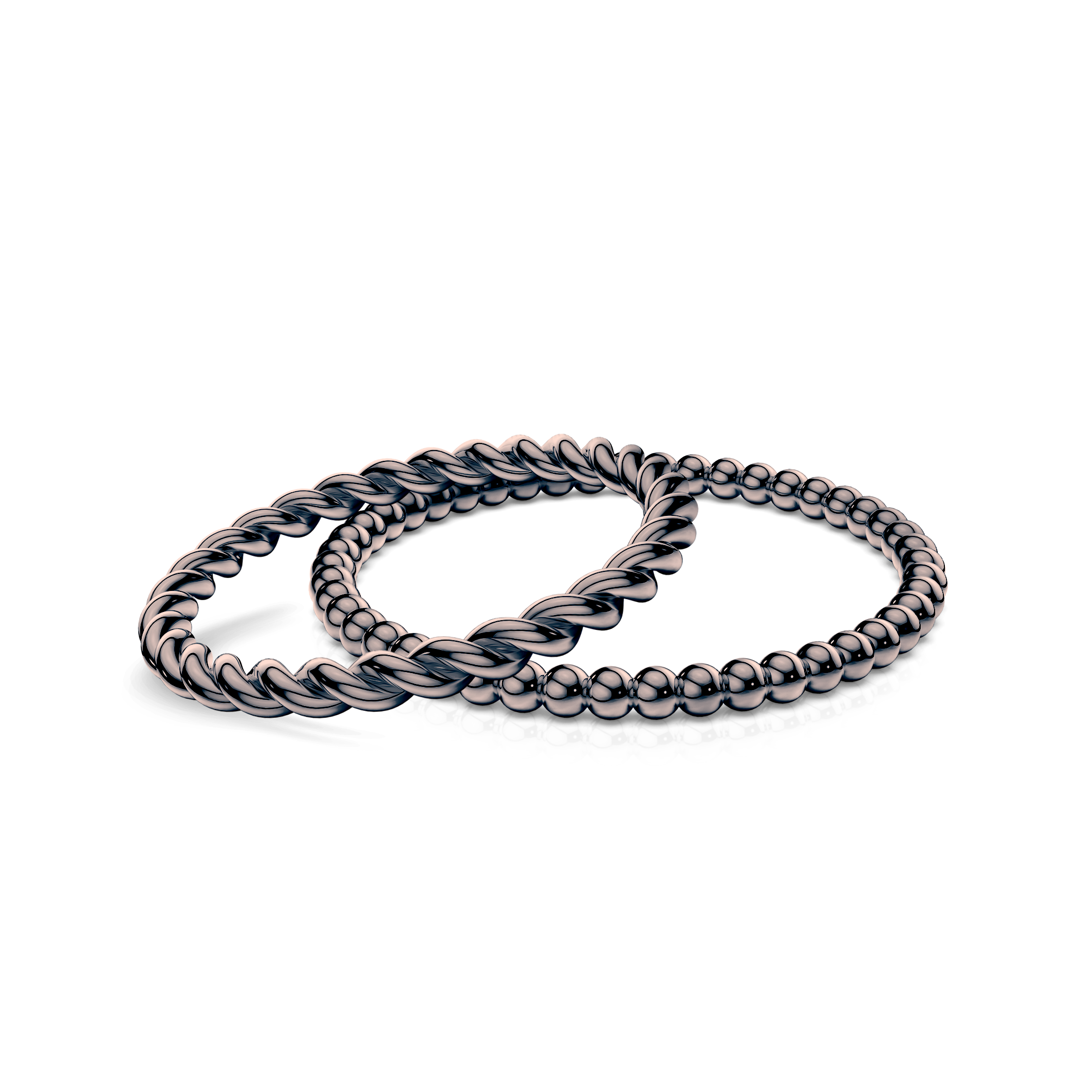 Обручки партнерські BeLoved®: чорне золото, кругла 1,6мм і плоска 1,3мм