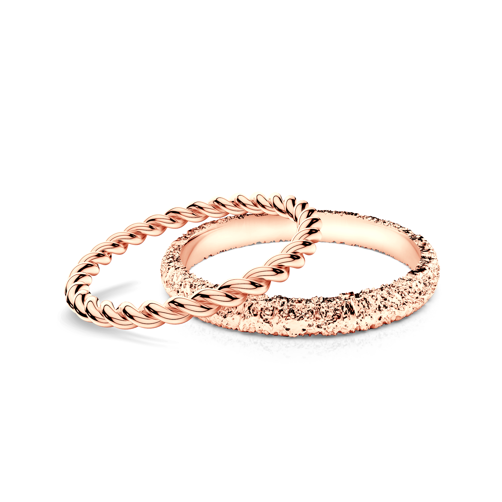 Партньорски пръстени BeLoved®: розово злато, кръгла 1,6 мм и плоска 2,6 мм