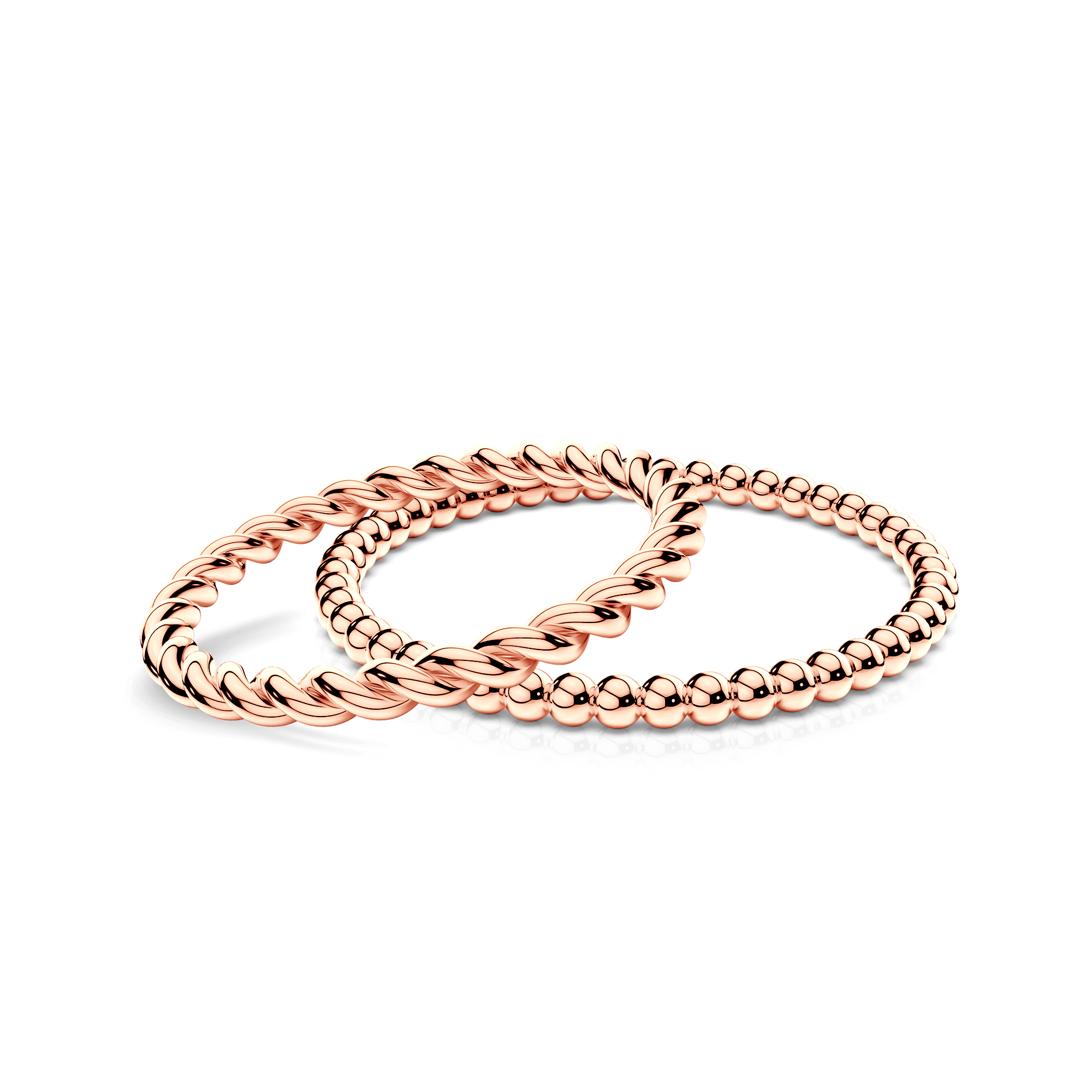 Обручки партнерські BeLoved®: рожеве золото, кругла 1,6мм і плоска 1,3мм