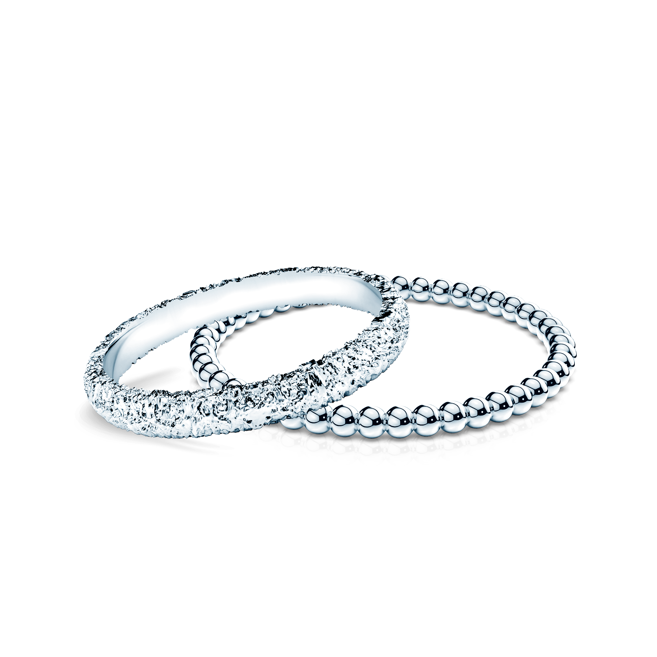 Партньорски пръстени BeLoved®: бяло злато, плоска 2,6 мм и кръгла 1,3 мм