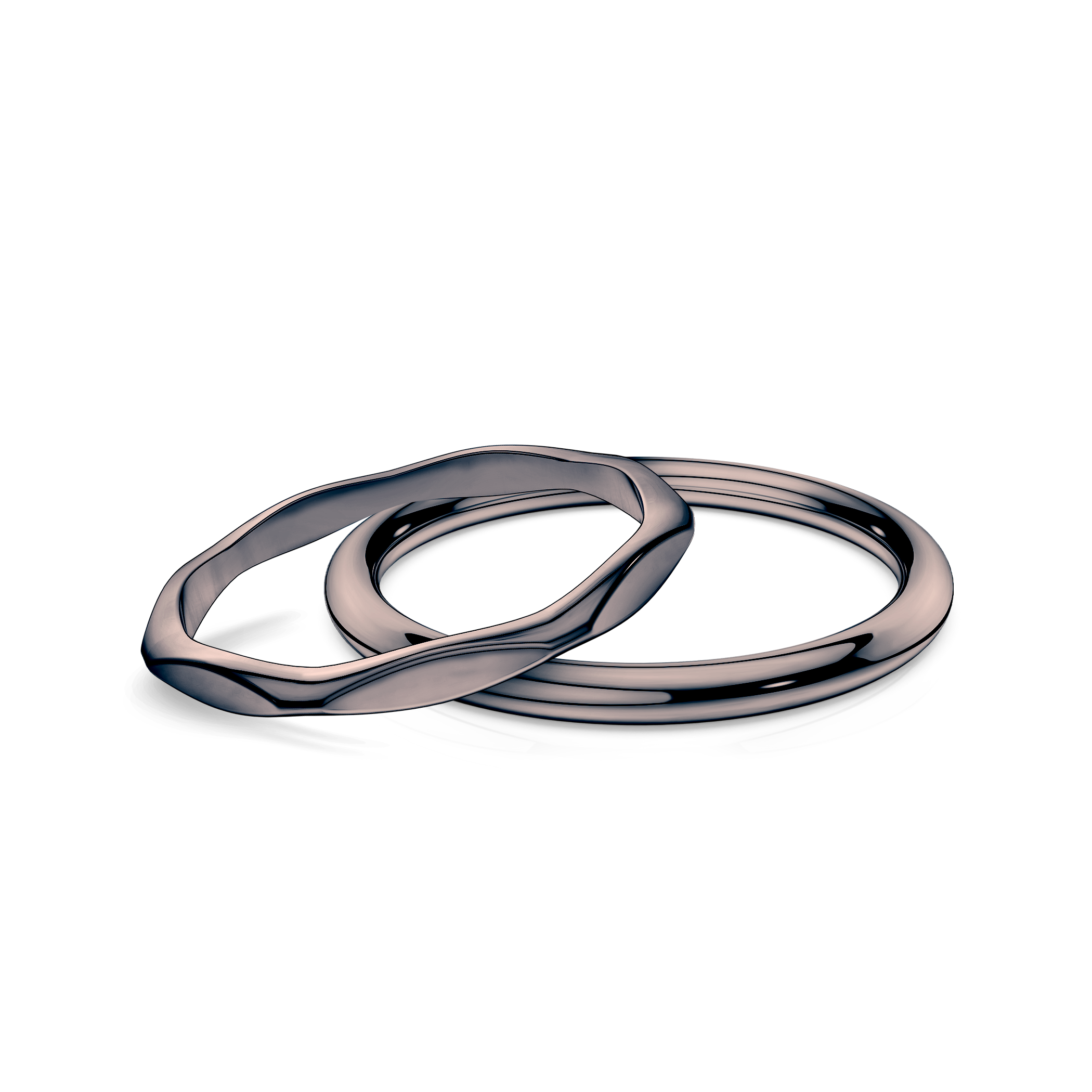 Обручки партнерські BeLoved®: чорне золото, плоска 1,9мм і кругла 1,7мм