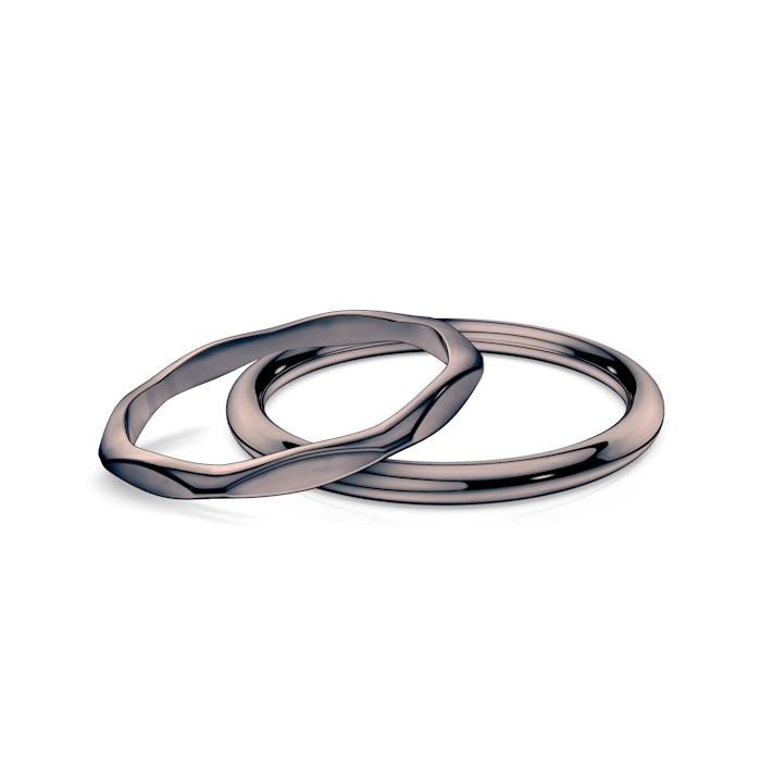 Sign of Love®  jeggyűrű: Fekete arany, lapos 1,9 mm, kör alakú 1,7 mm