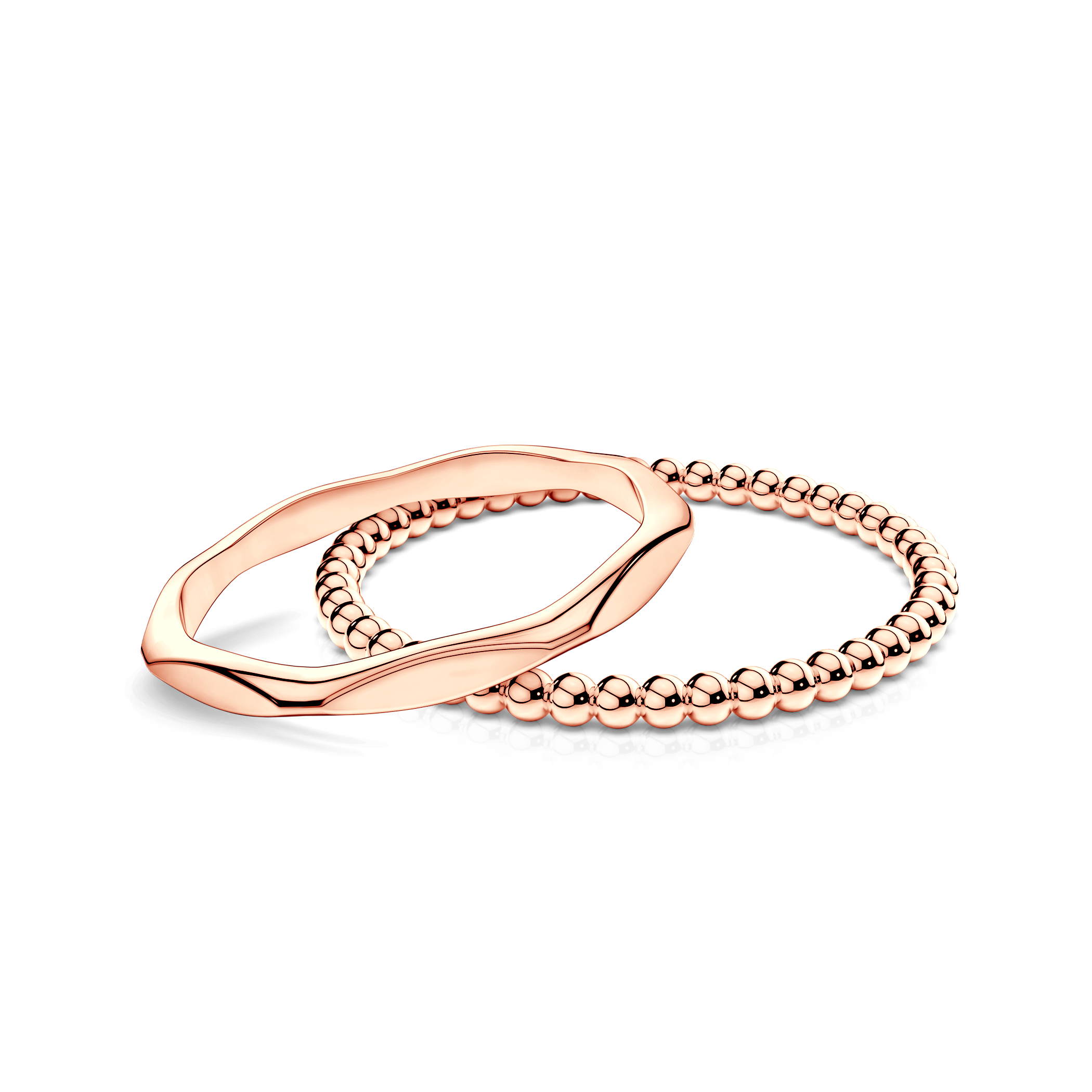 Обручки партнерські BeLoved®: рожеве золото, плоска 1,9мм і кругла 1,3мм