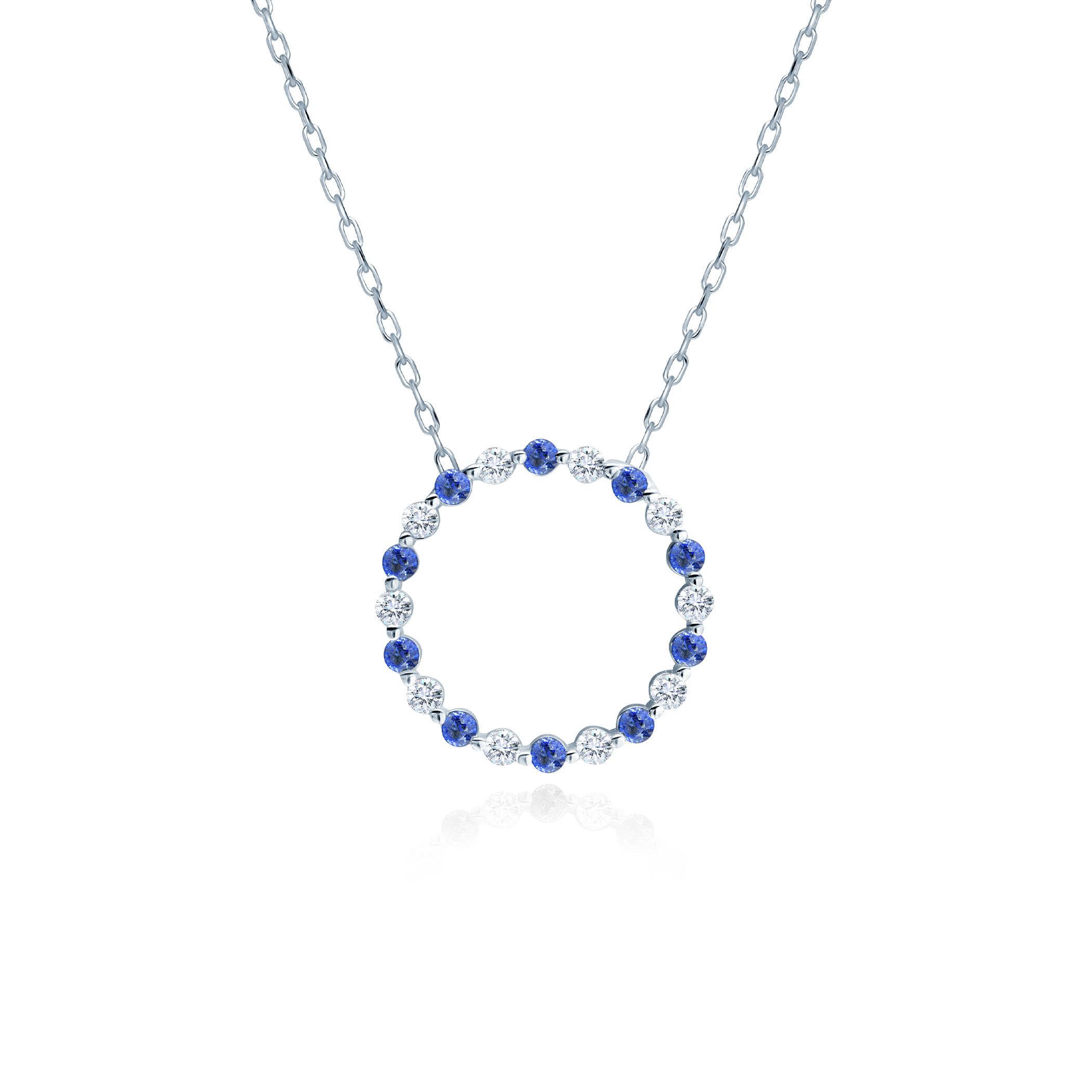 Necklace near SAVICKI: white gold, blue sapphires, diamonds