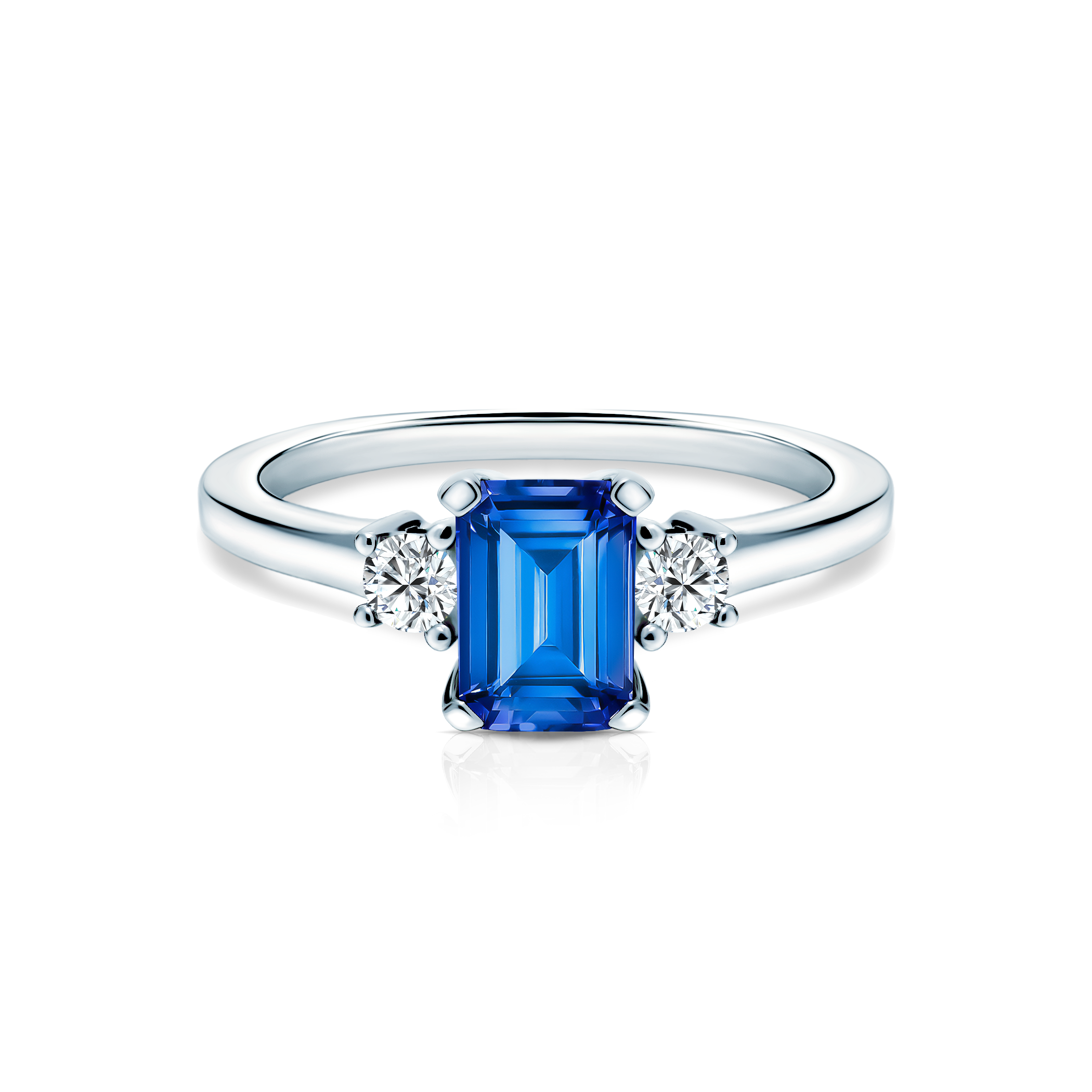 Каблучка для заручин Savicki: біле золото, сапфір, діаманти