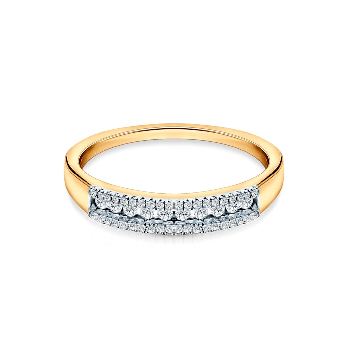 Каблучка для заручин Savicki: золото, білий сапфір, діамант