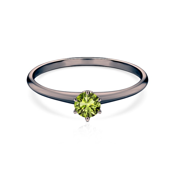 Каблучка для заручин The Journey: чорне золото, зелений діамант