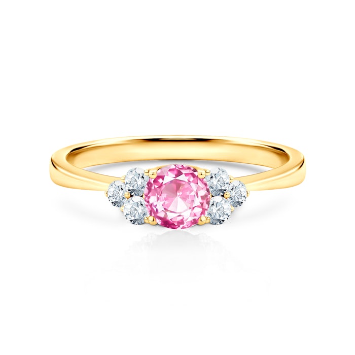 Каблучка для заручин Fairytale: золото, рожевий сапфір