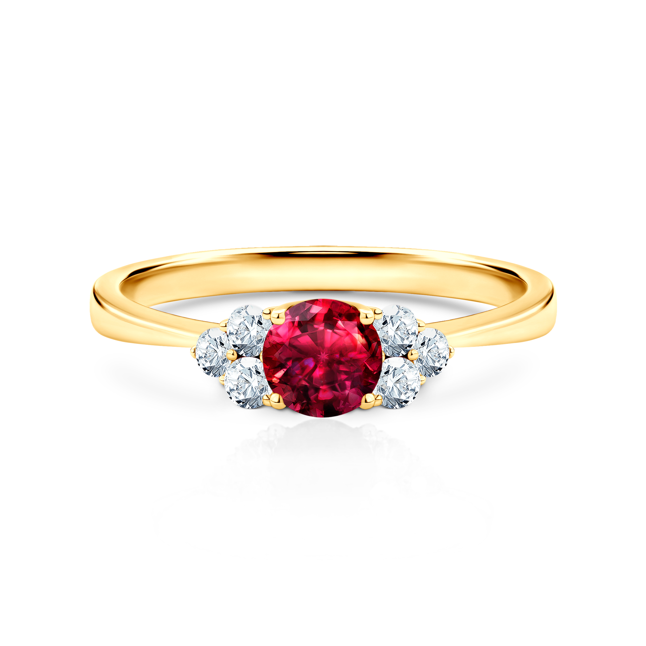 Fairytale Collection | Side-Stone Engagement Ring: gold, ruby