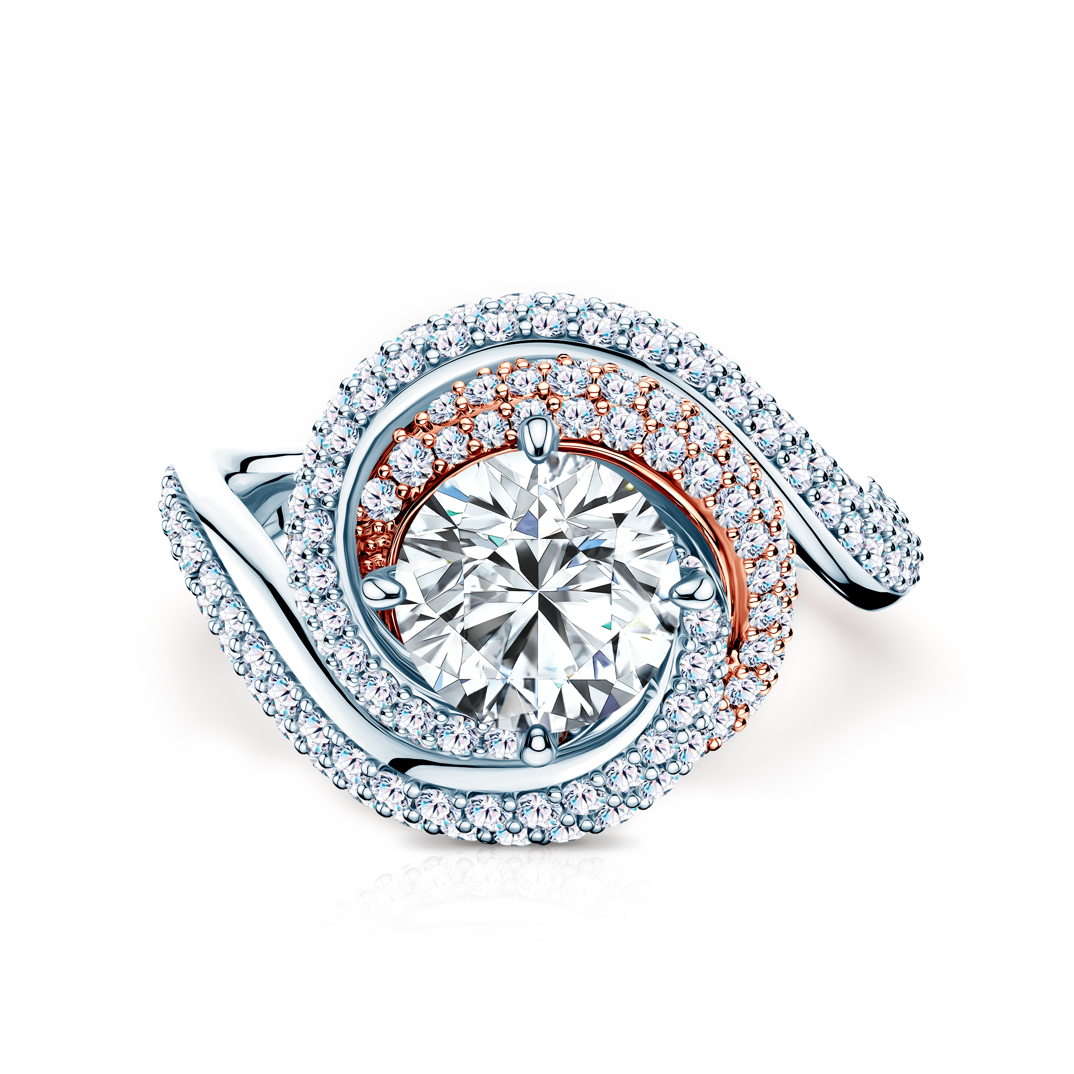 Каблучка Savicki: двоколірне золото, діаманти