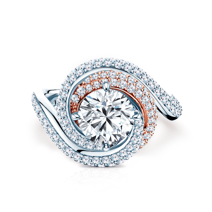 Каблучка Savicki: двоколірне золото, діаманти