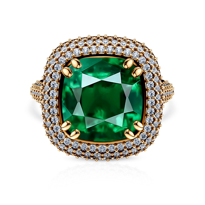 Каблучка Savicki: золото, смарагд, діаманти 