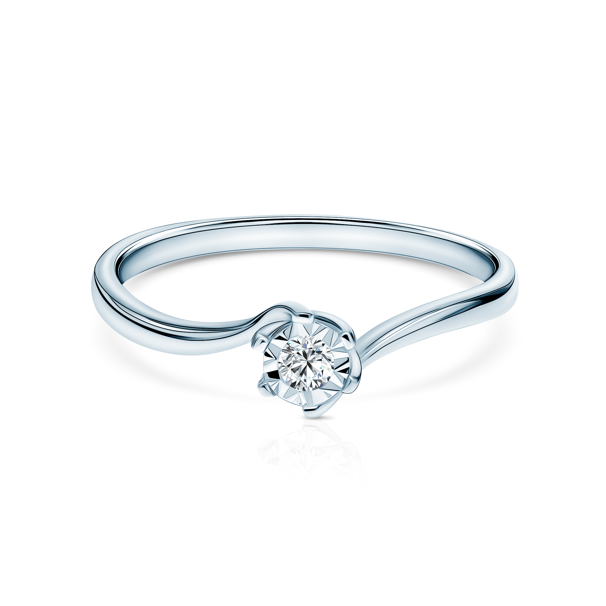 Каблучка для заручин Savicki: біле золото, діамант